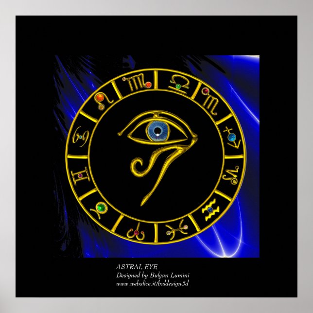 ASTRAL HORUS EYE / BLUE TALISMAN Zodiac Chart Poster (Framsidan)