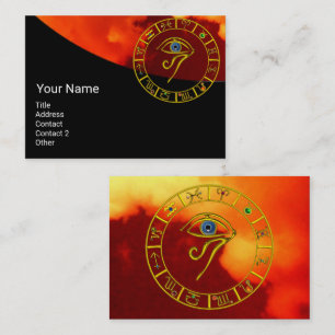ASTRAL HORUS ÖGA,ASTROLOGY ZODIAC CHART Black Red Visitkort