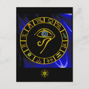 ASTRAL HORUS ÖGA,BLUE TALISMAN Astrology Chart Vykort