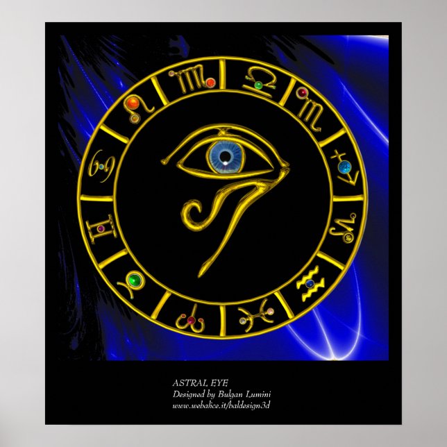 ASTRAL HORUS ÖGA, BLUE TALISMAN Astrology Diagram Poster (Framsidan)