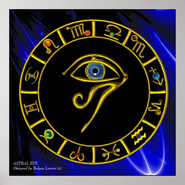 ASTRAL HORUS ÖGA / BLUE TALISMAN Zodiac Chart Poster (Framsidan)