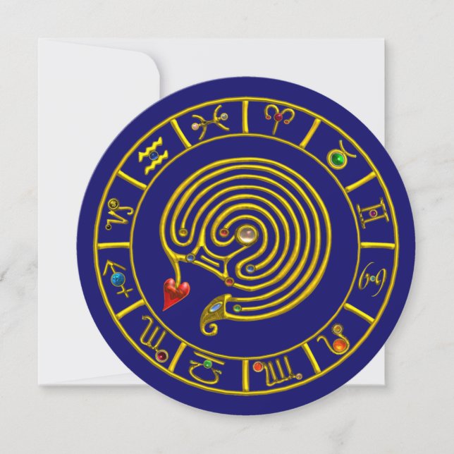 ASTRAL LABYRINT GULD ZODIAC KARTA Astrologi Inbjudningar (Framsida)