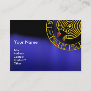 ASTRAL LABYRINTH,ASTROLOGY ZODIAC CHART Black Blue Visitkort