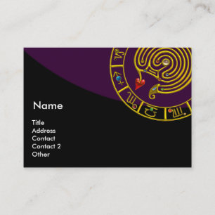 ASTRAL LABYRINTH,ASTROLOGY ZODIAC CHART Lila Visitkort