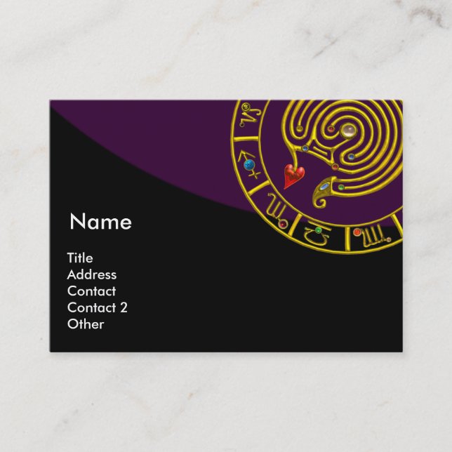 ASTRAL LABYRINTH,ASTROLOGY ZODIAC CHART Lila Visitkort (Framsida)