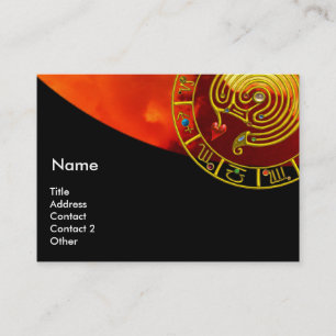 ASTRAL LABYRINTH,ASTROLOGY ZODIAC SIGN CHART Black Visitkort