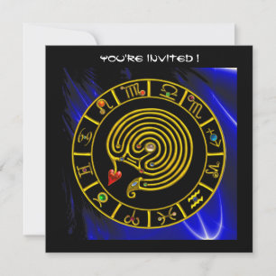 ASTRAL LABYRINTH, black-white, blue Inbjudningar