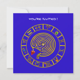 ASTRAL LABYRINTH, black-white, blue red Inbjudningar