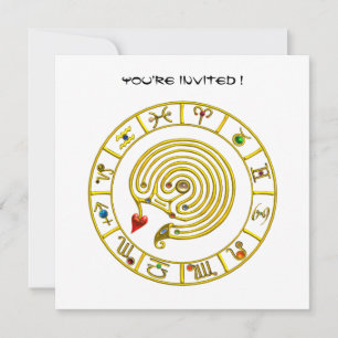 ASTRAL LABYRINTH, black-white, blue red Inbjudningar