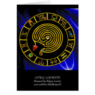 ASTRAL LABYRINTH GULD ZODIAC CHART Astrology Hälsningskort