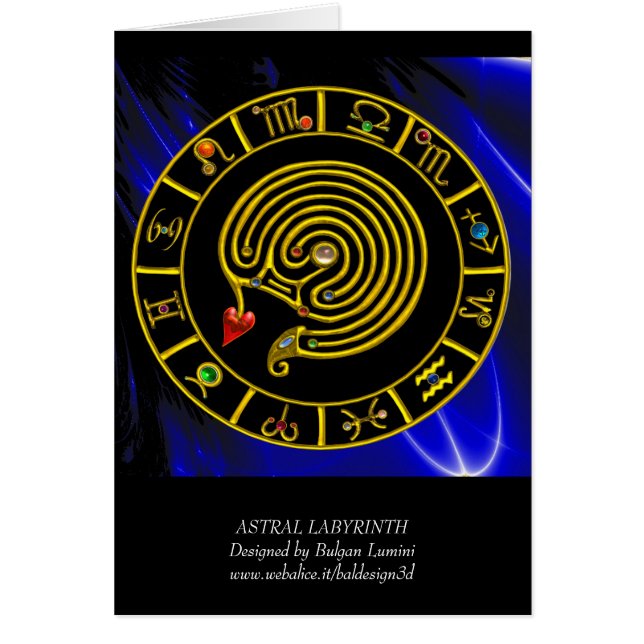 ASTRAL LABYRINTH GULD ZODIAC CHART Astrology Hälsningskort (Framsidan)