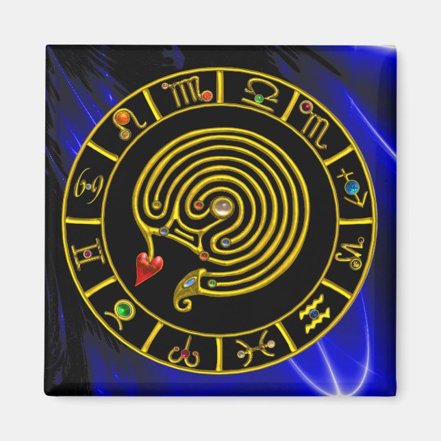 ASTRAL LABYRINTH GULD ZODIAC CHART Astrology Magnet (Framsidan)