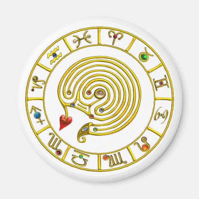 ASTRAL LABYRINTH GULD ZODIAC CHART Astrology Magnet (Framsidan)