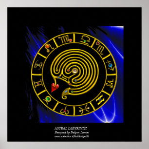 ASTRAL LABYRINTH GULD ZODIAC CHART Astrology Poster