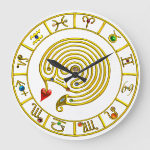 ASTRAL LABYRINTH GULD ZODIAC CHART Astrology Stor Klocka