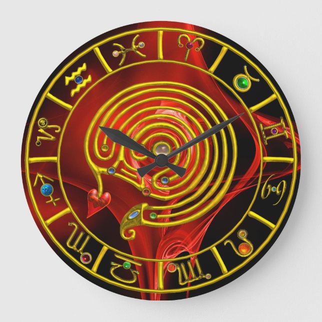 ASTRAL LABYRINTH GULD ZODIAC CHART Astrology Stor Klocka (Framsida)