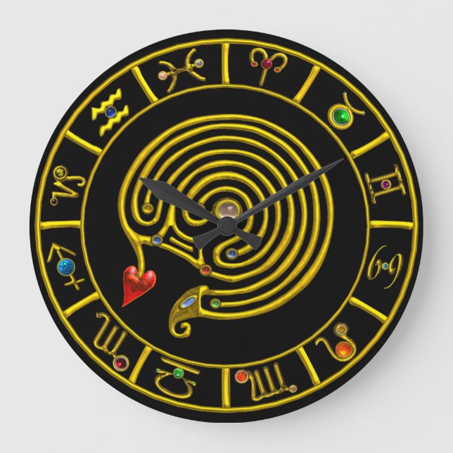 ASTRAL LABYRINTH GULD ZODIAC CHART Astrology Stor Klocka (Framsida)