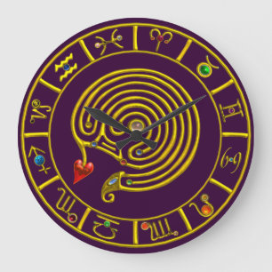 ASTRAL LABYRINTH GULD ZODIAC CHART Astrology Stor Klocka