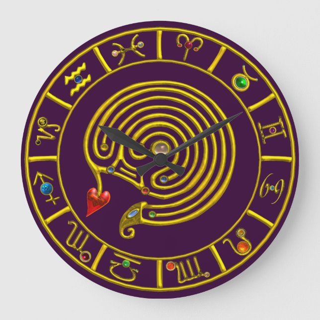 ASTRAL LABYRINTH GULD ZODIAC CHART Astrology Stor Klocka (Framsida)