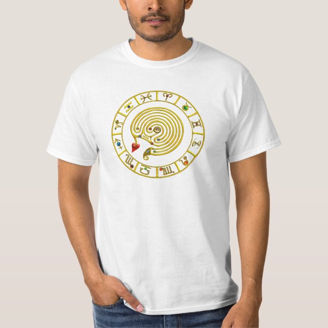 ASTRAL LABYRINTH GULD ZODIAC CHART Astrology T-shirt (Framsida)