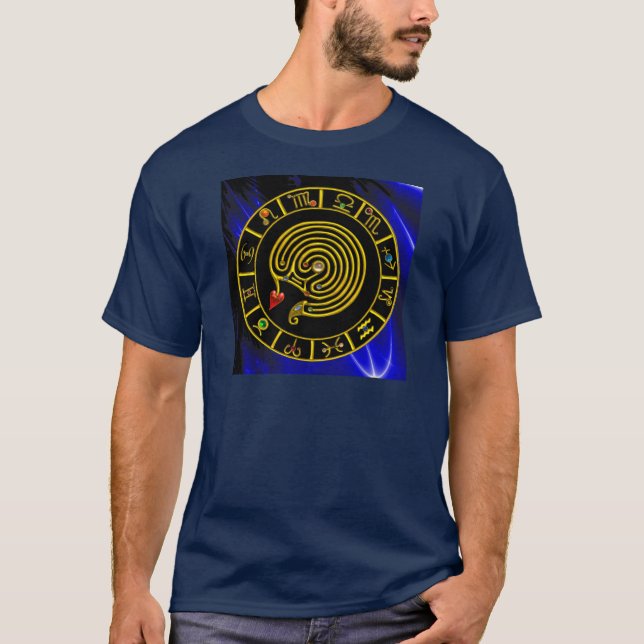 ASTRAL LABYRINTH GULD ZODIAC CHART Astrology T-shirt (Framsida)