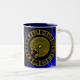 ASTRAL LABYRINTH GULD ZODIAC CHART Astrology Två-Tonad Mugg