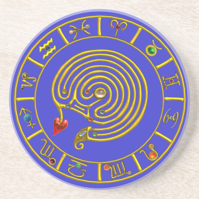 ASTRAL LABYRINTH GULD ZODIAC CHART Astrology Underlägg (Framsidan)