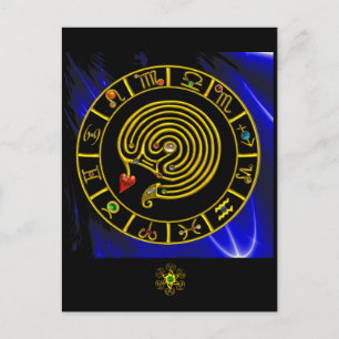 ASTRAL LABYRINTH GULD ZODIAC CHART Astrology Vykort