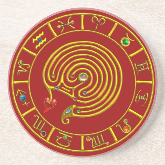 ASTRAL LABYRINTH Red Underlägg Sandsten (Framsidan)