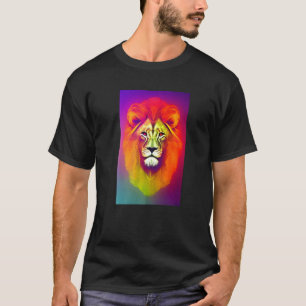 Astral Lejon Porträtt Psychedelic Cosmic Trippy T Shirt