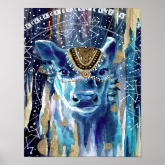 Astral Måne Cow Mandala| gåva till ko älskare Poster