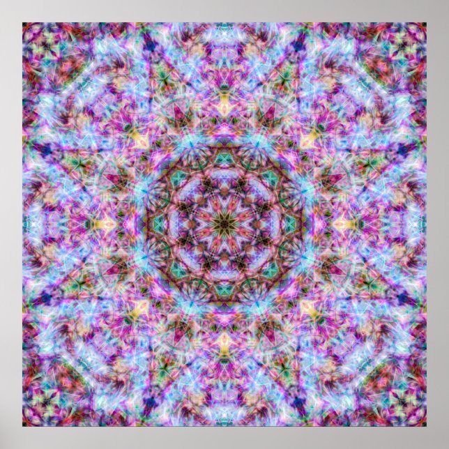 Astrid - Pastel Rosa & Lila Psychedelic Mandala Poster (Framsidan)