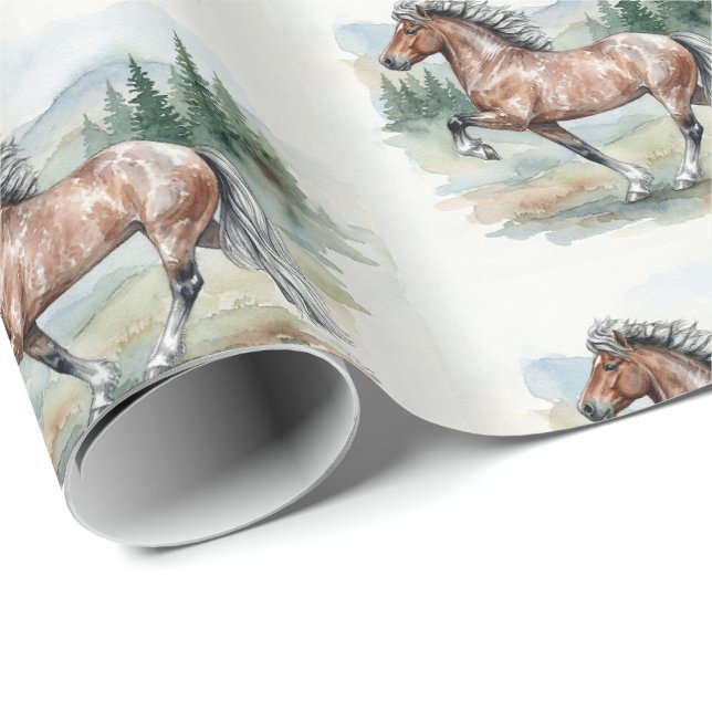 Astrid Tolting Isländsk häst akvarell Presentpapper (Rullad Hörn)