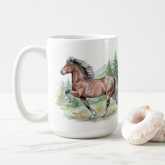 Astrid Watercolor Islänsk Häst Kaffemugg (Med munk)