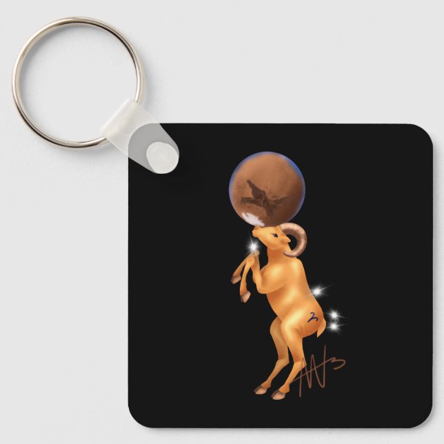 Astro Aries Mars Zodiac Metall Nyckelring (Framsida)