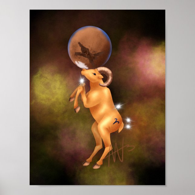 Astro Aries Mars Zodiac Poster (Framsidan)