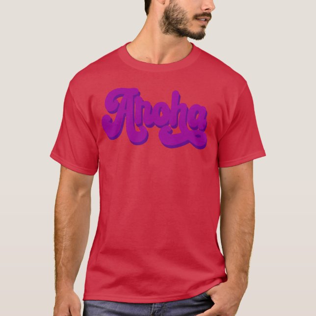 Astro Aroha typografi 70-tals present T Shirt (Framsida)