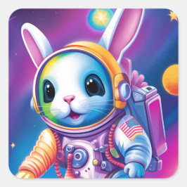 Astro-Bunny Stickers Fyrkantigt Klistermärke