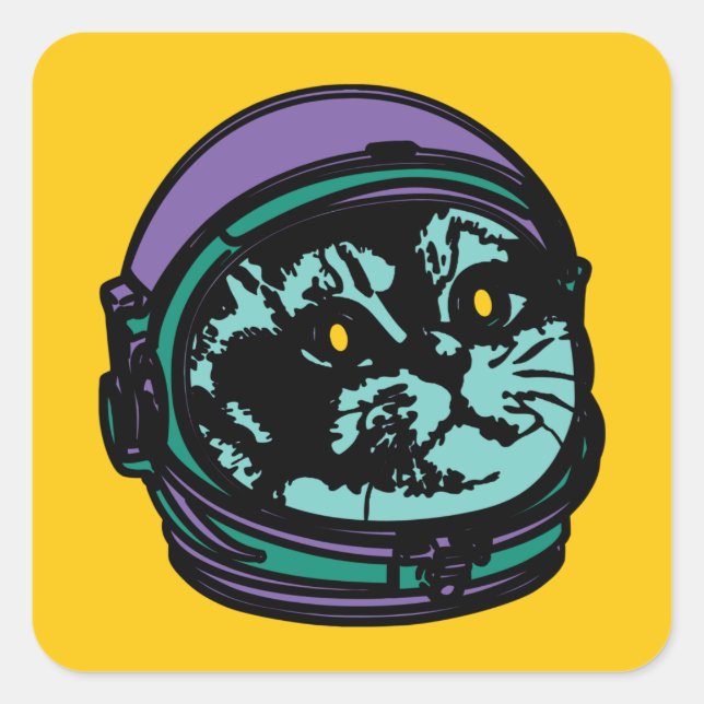Astro Cat Breathing Intensives.. Fyrkantigt Klistermärke (Framsida)