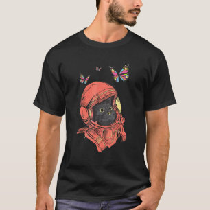 Astro Cat Space Kitten Färgad Butterflies Space C T Shirt