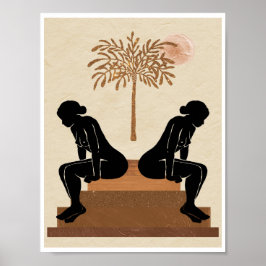 Astro Celestial Feminine Palmträd Sol Konst Poster