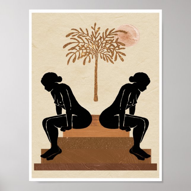 Astro Celestial Feminine Palmträd Sol Konst Poster (Framsidan)
