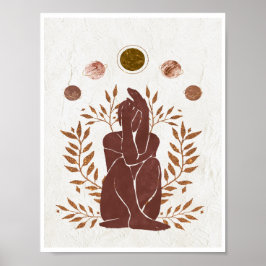 Astro Celestial Gudinna Planeter Botanisk Konst Poster