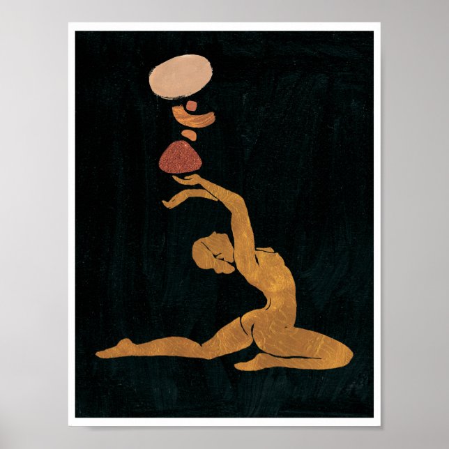 Astro Celestial Guld Feministisk Gudinnekonst Poster (Framsidan)