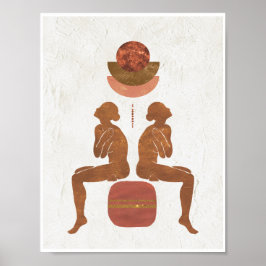 Astro Celestial Guld Tvilling Gudinnedesign Sol Ko Poster
