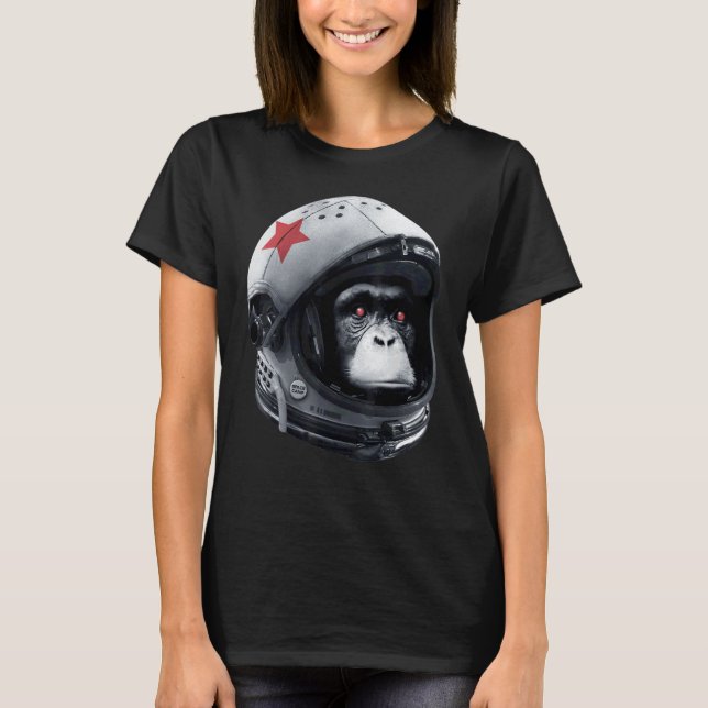 Astro Chimp Astronaut Rymd Galaxy Hjälm Apa C T Shirt (Framsida)
