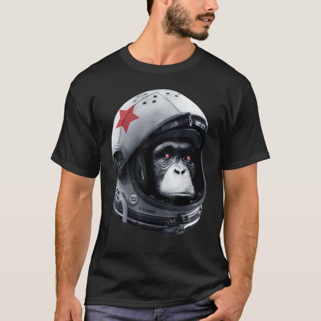 Astro Chimp Astronaut Rymd Galaxy Hjälm Apa C T Shirt (Framsida)