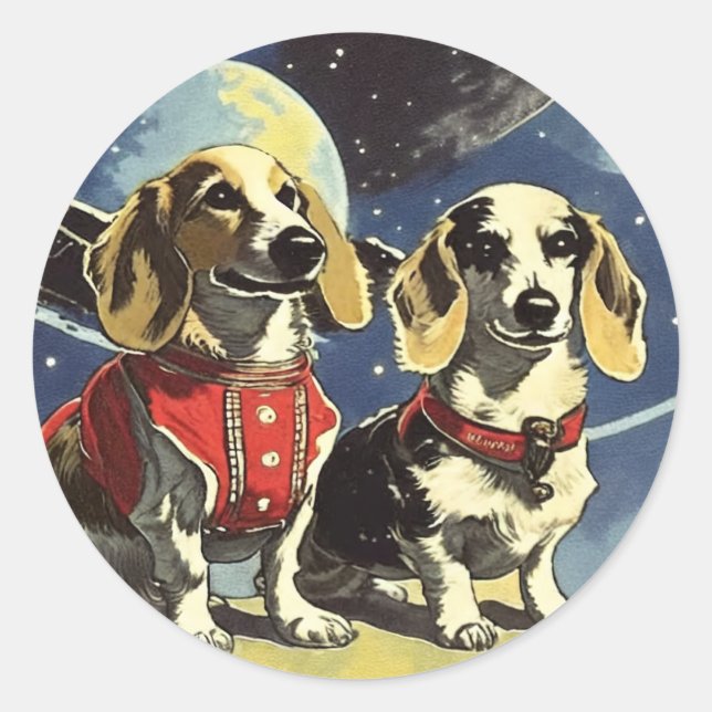 Astro Dachshund Stickers Runt Klistermärke (Framsida)