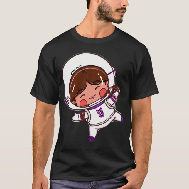 Astro Jin, astronaut Flytande i rymden Mönster T Shirt (Framsida)