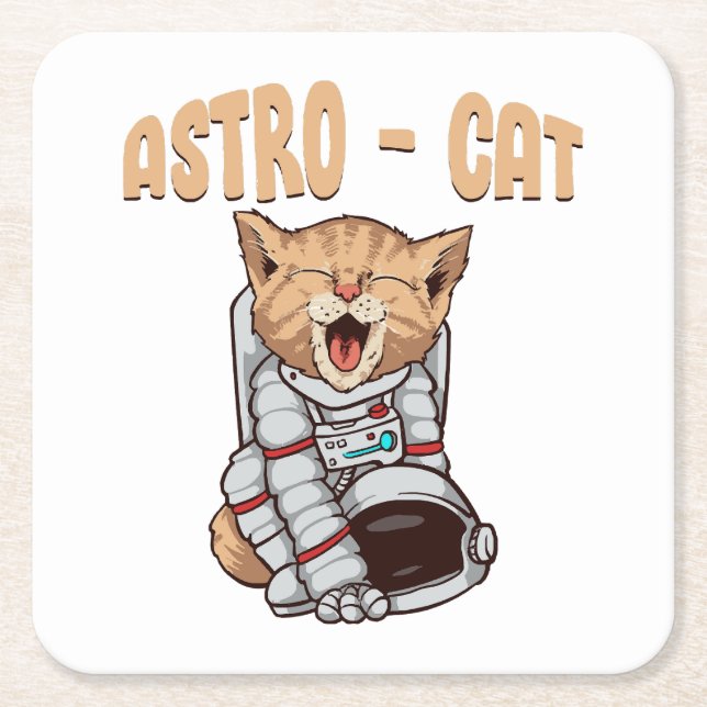 Astro Katt Underlägg Papper Kvadrat (Framsidan)
